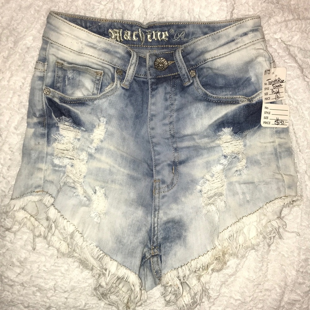 Acid Wash High Waist Denim Shorts